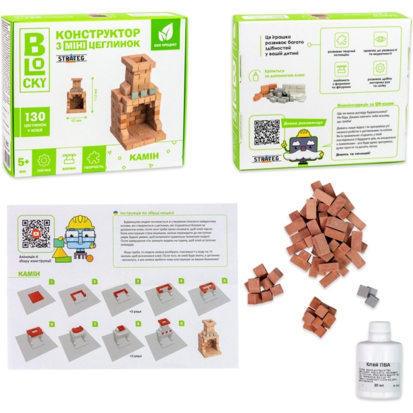Конструктор з мініцеглинок Strateg Blocky Камін, 130 елементів (31025) - Pampik - 2