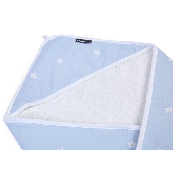 Рушник з капюшоном та рукавичкою Childhome, 80x80 см, flower blue (CCBCMBF) - Pampik - 3