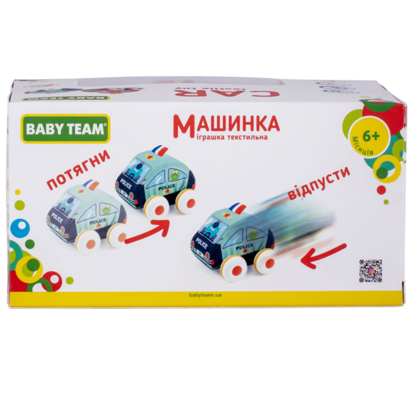 Игрушка текстильная Baby Team Машинка Полиция (8420) - Pampik - 6