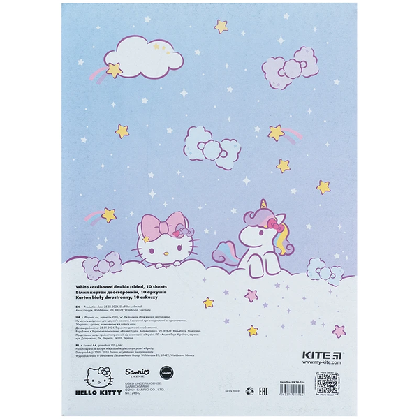 Картон білий Kite Hello Kitty, А4, 10 аркушів (HK24-254) - Pampik - 4