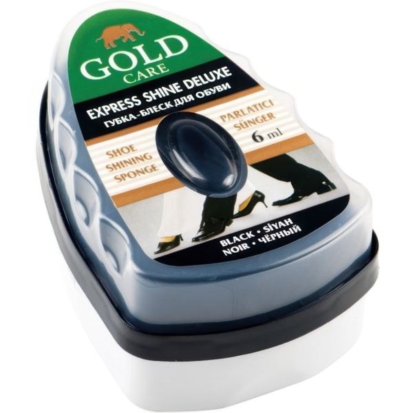 Губка-блеск для обуви GoldCare с запаской, 6 мл, черная - Pampik