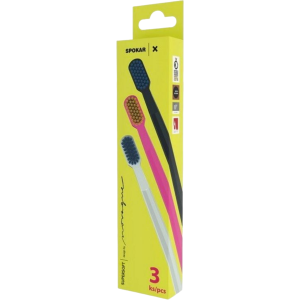 Набір зубних щіток Spokar 3429 X, суперм'яка, 3 шт., в асортименті - Pampik - 2