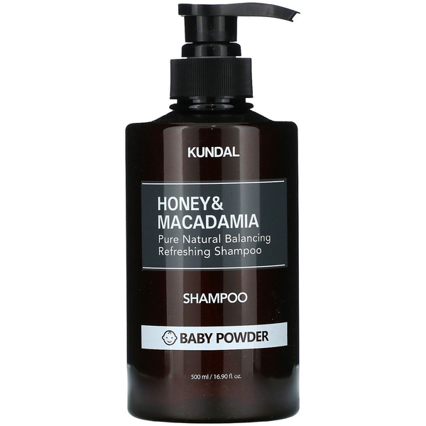 Шампунь для волос Kundal Honey & Macadamia Shampoo Baby Powder с ароматом детской присыпки натуральный 500 мл - Pampik