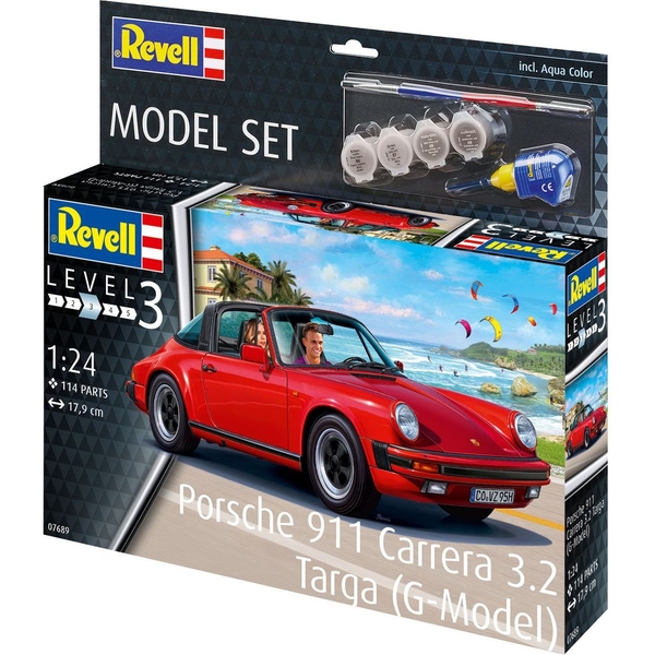 Сборная модель Revell Автомобиль Porsche 911 Carrera 3.2 Targa, уровень 3, масштаб 1:24, 114 деталей (RVL-67689) - Pampik
