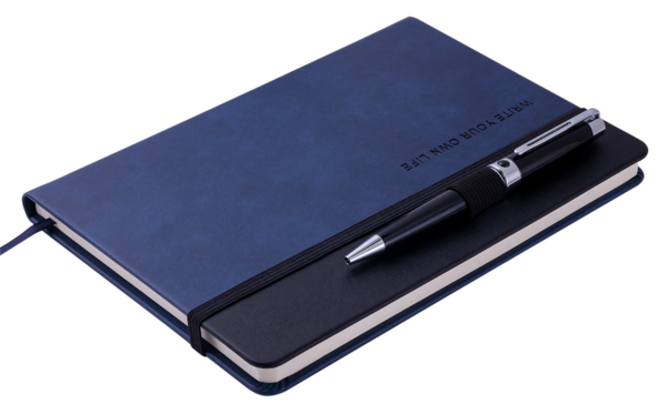 Блокнот деловой Buromax Logo2U Record А5 96 л. без линирования обложка искусственная кожа синий (BM.295010-02) - Pampik - 2