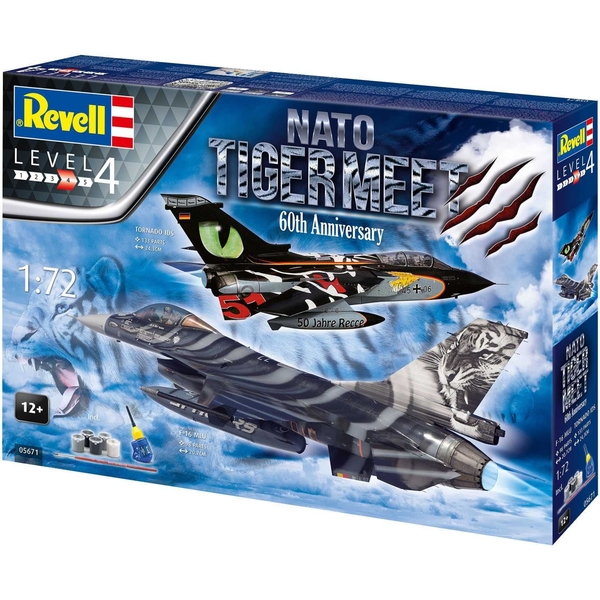 Сборная модель Revell набор самолетов Tornado и F-16 NATO Tiger масштаб 1:72, 231 деталь (RVL-05671) - Pampik