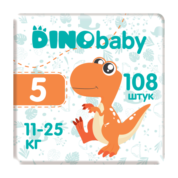 Набір підгузків на липучках Dino Baby 5 (11-25 кг), 108 шт. (3 уп. по 36 шт.) - Pampik