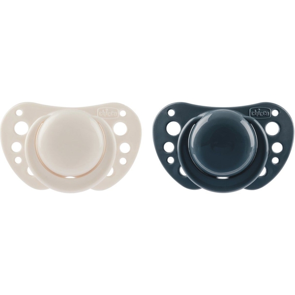 Пустушка Chicco Physioforma Air силікон, 6-16 місяців, 2 шт., бежева з синім (75033.31) - Pampik