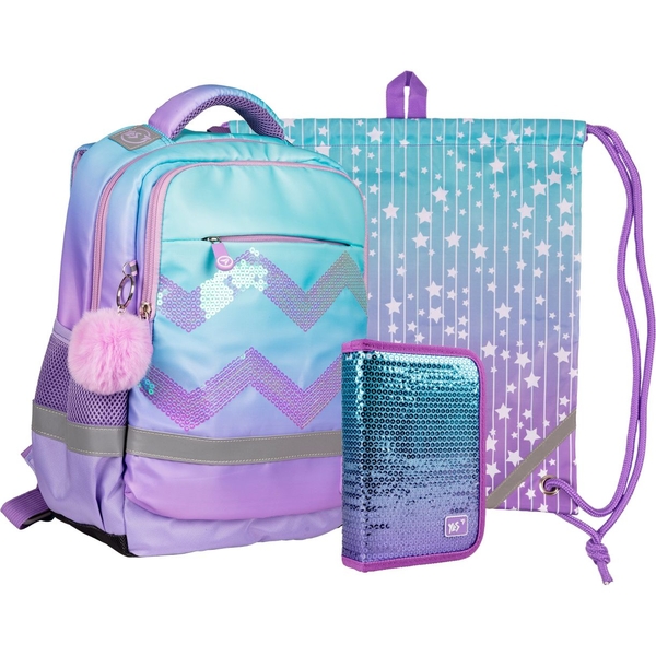 Рюкзак Yes S-52 Collection Sparkle с пеналом и сумкой (559802) - Pampik