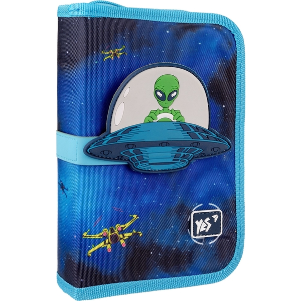 Пенал Yes UFO HP-04 твердый, одинарный с двумя клапанами, синий (533594) - Pampik