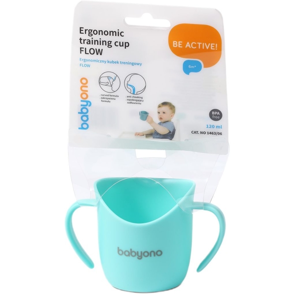 Тренировочная чашка BabyOno с ручками, 120 мл, мятная (1463/06) - Pampik - 3