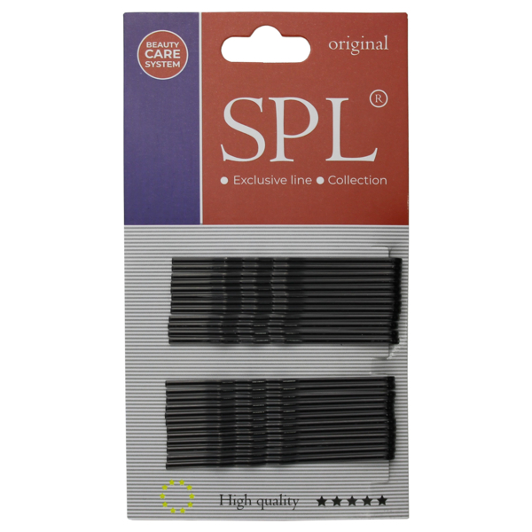 Набір фрезерних невидимок для волосся SPL, 7 см, 24 шт., чорний (3020-0070) - Pampik