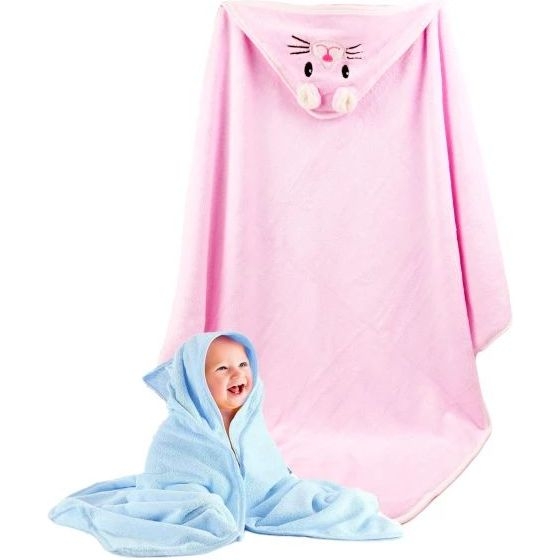 Дитячий рушник-куточок HomeBrand з вишивкою 80х80 см світло-бузковий (60091) - Pampik - 4