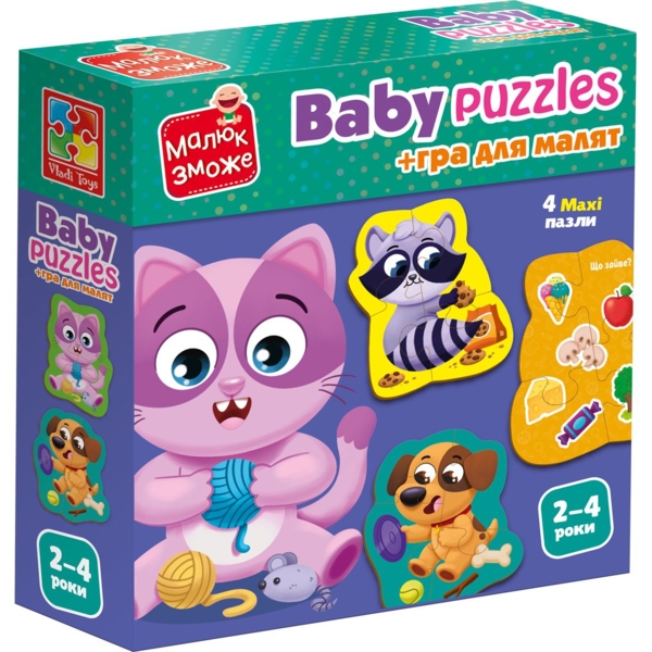 Пазли картонні з грою Vladi Toys Малюк зможе Хатні улюбленці, 15 елементів (VT1722-25) - Pampik