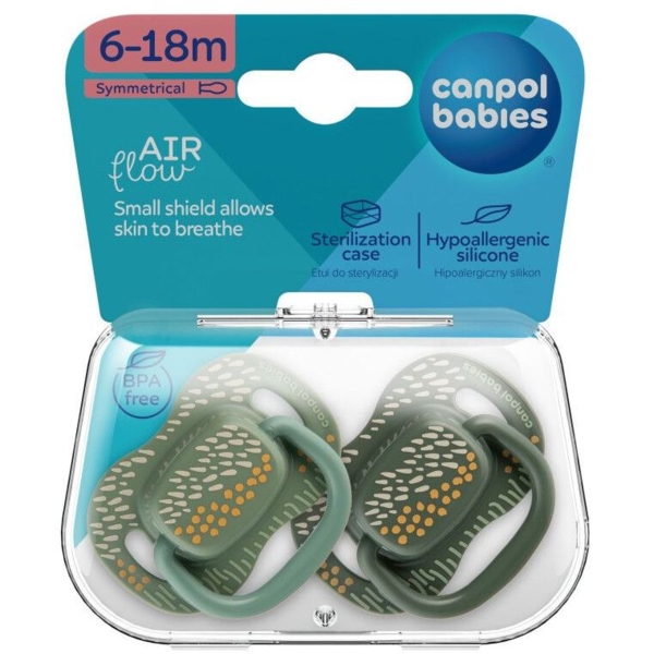 Пустышка силиконовая Canpol babies Mountains симметричная, 6-18 месяцев, 2 шт., зеленый (34/931_gre) - Pampik - 6