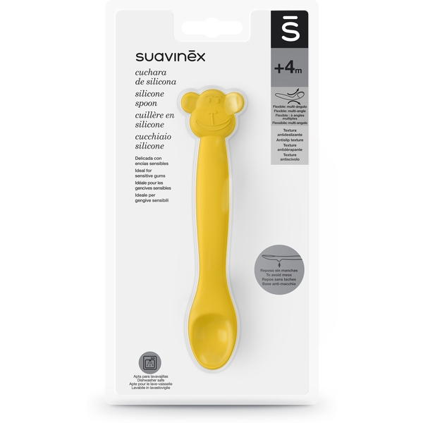 Ложка силиконовая Suavinex Animal с обезьяной, желтая (401353) - Pampik - 3