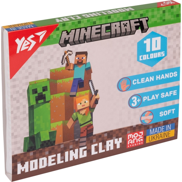 Пластилін Yes Minecraft 10 кольорів, 200 г (540662) - Pampik