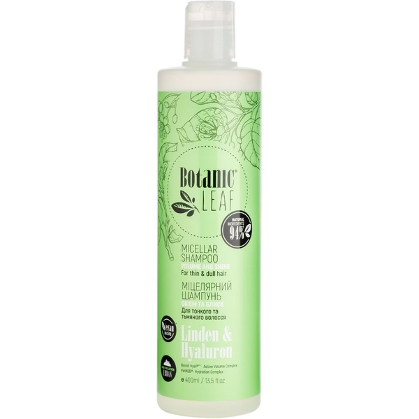 Міцелярний шампунь Botanic Leaf Об'єм та блиск для тонкого та тьмяного волосся 400 мл - Pampik
