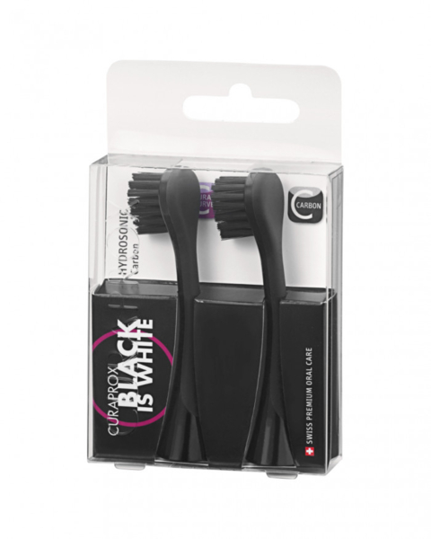Насадки для звуковой щетки Curaprox Hydrosonic Black is White Сarbon 2 шт. черные - Pampik - 5