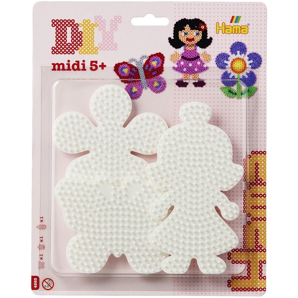 Термомозаїка Hama Midi Набір полів: Метелик 298, Квітка 299 та Лялька 330 (HM-4583) - Pampik