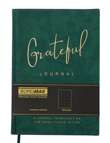 Блокнот деловой Buromax Grateful А5 96 л. в точку обложка искусственная кожа зеленый (BM.295319-04) - Pampik - 2