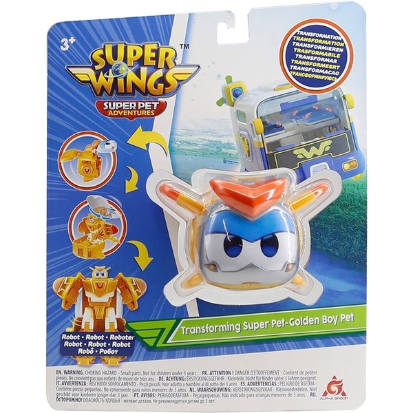 Ігрова фігурка-трансформер Super Wings Transforming Super Pet Золотий Хлопчик улюбленець (EU770644) - Pampik - 7