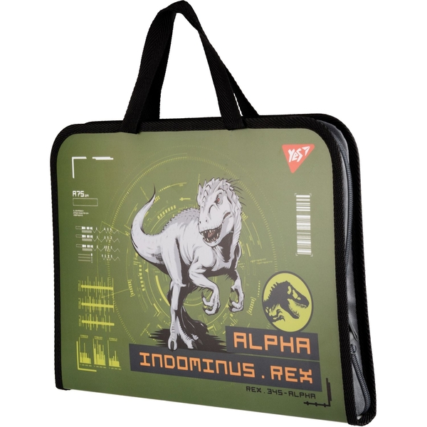 Папка-портфель Yes Jurassic World FC, на молнии, с тканевыми ручками хаки (492242) - Pampik - 2