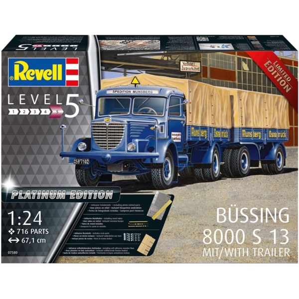 Сборная модель Revell Грузовая машина Bussing 8000 S13 с прицепом 5, масштаб 1:24, 716 деталей (RVL-07580) - Pampik - 16