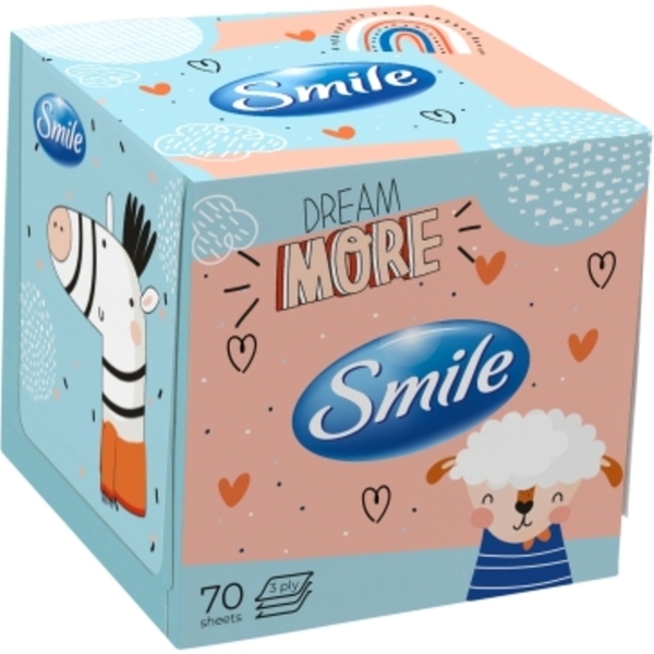 Салфетки косметические трехслойные Smile белые 70 шт. в ассортименте - Pampik - 2