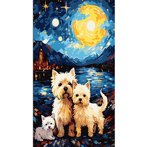 Набір для розпису по номерах Strateg Сімейство песиків 50х25 см (WW155) - Pampik