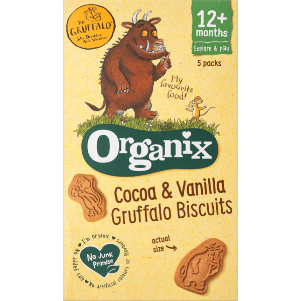 Печенье Organix Груффало Какао и ваниль, органическое, с 12 месяцев, 100 г (5 шт. по 20 г) - Pampik