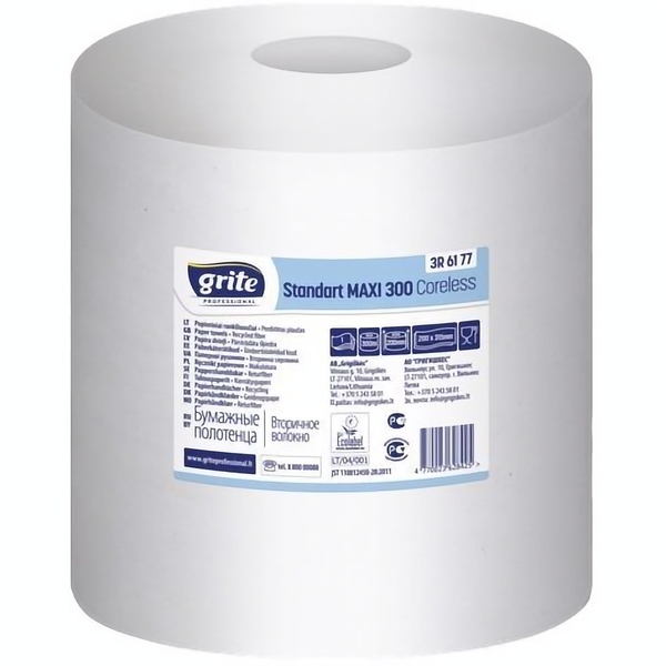 Рушники паперові Grite Standart Maxi 300 одношарові з центральним витягом 6 рулонів (3RGSMA2106_264) - Pampik