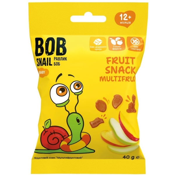 Натуральные снеки для детей Bob Snail Мультифруктовые, 40 г - Pampik
