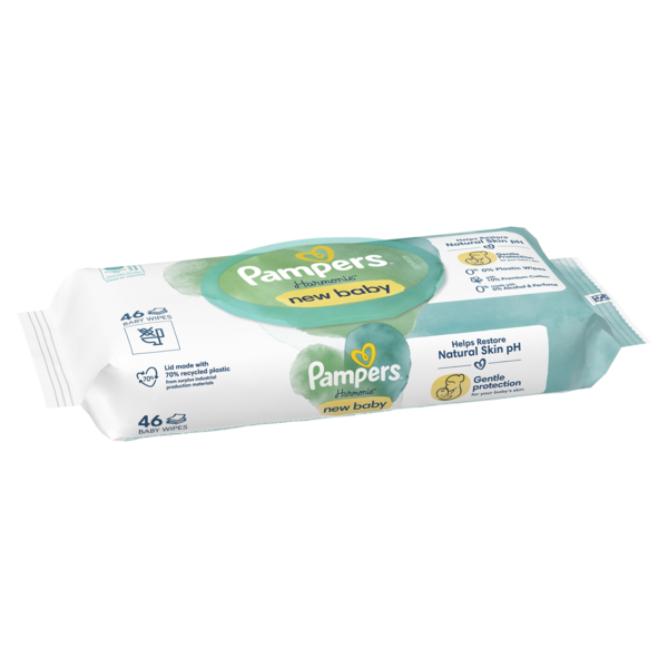 Дитячі вологі серветки Pampers Harmonie New Baby, 46 шт. - Pampik - 3