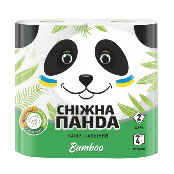 Двошаровий туалетний папір Сніжна Панда Бамбук, 4 рулони - Pampik
