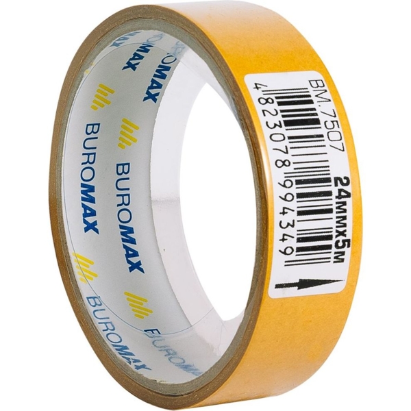 Клейка стрічка Buromax двохстороння на поліпропіленовій основі 24 мм х 5 м (BM.7507) - Pampik - 2