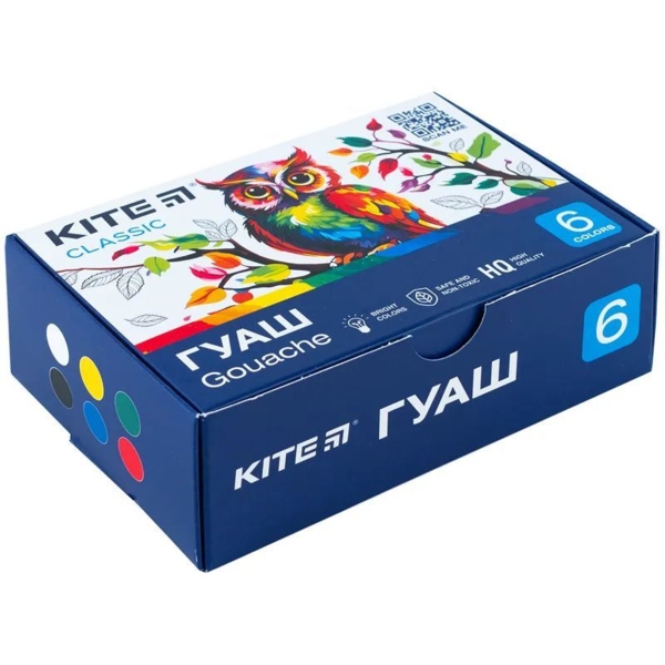 Гуашь Kite Classic, 6 цветов (K-062) - Pampik