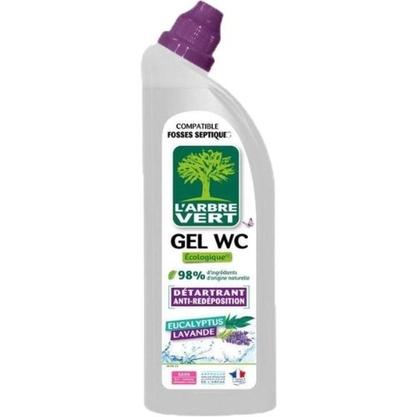 Гелевое чистящее средство для туалета L'Arbre Vert Лаванда и эвкалипт, без красителей, 740 мл - Pampik