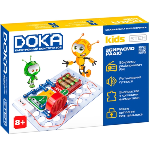 Конструктор електронний Doka Збираємо радіо, 19 деталей (D70703) - Pampik