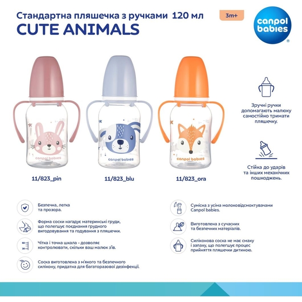 Пляшечка Canpol Babies Cute Animals, 120 мл. (11/823_pin) - Pampik - 4