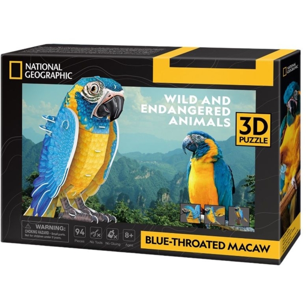 Трехмерная головоломка-конструктор Cubic Fun Исчезающие животные Попугай Ара, 94 элемента (DS1097h) - Pampik