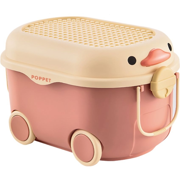 Многофункциональный ящик для хранения игрушек Poppet Утенок Оранж на колесах, большой (PP-001O-L) - Pampik