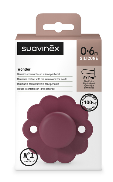 Пустушка фізіологічна Suavinex Wonder, силіконова, 0-6 місяців, бордовий (308376) - Pampik - 3