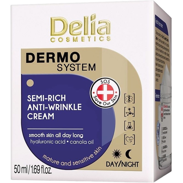 Крем для лица Delia Dermo Cosmetics System Semi-Rich Anti-Wrinkle Cream 50 мл - Pampik