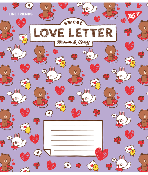 Набор тетрадей Yes Line Friends. Love letter А5, в косуюю линию, 12 листов, 25 шт. (766934) - Pampik - 5