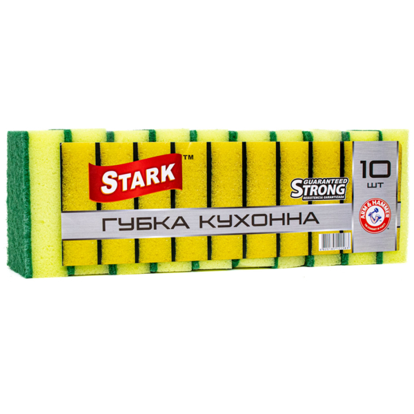 Губки кухонні Stark супер щільні 98 мм х 68 мм х 30 мм, жовті, 10 шт. - Pampik