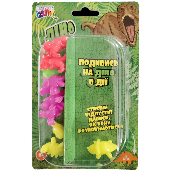 Іграшка-антистрес Monster Gum Розповзунчики Діно 12 шт. (CH5053/HK-0676) - Pampik