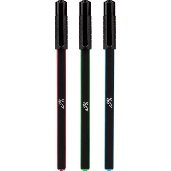 Ручка шарико-масляная Yes Triangular Black синие чернила упаковка 25 шт. (412102) - Pampik - 2