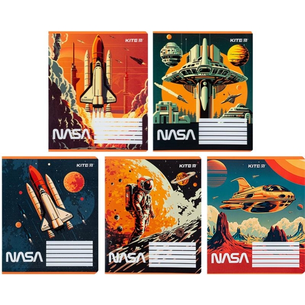 Набор тетрадей Kite NASA А5 в линию, 12 листов, 25 шт. (NS24-234) - Pampik