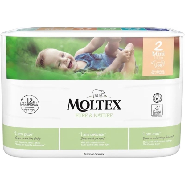 Підгузки на липучках Moltex Pure & Nature 2 (3-6 кг), 38 шт. - Pampik